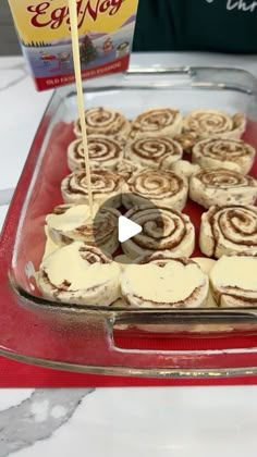 a red tray filled with pastries on top of a table