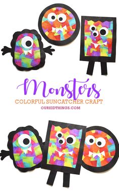 Monster Suncatcher Craft Quick Easy Crafts, Halloween Infantil, Halloween Kindergarten, Suncatcher Craft, Halloween Classroom