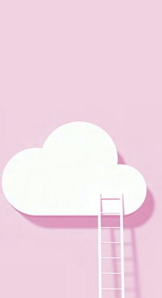 a ladder leading up to a white cloud