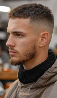 11 Short Fade Haircuts For Men To Try in 2025 - LIFESTYLE BY PS Wavy Buzzcut, Mens Very Short Hairstyles, Crew Cut Haircut Men Short, Mens Buzz Cut With Fade, Short Hair Men Straight, Buzzcut Fade Men, Faded Buzzcut Men, Short Buzz Cut Men, Man Haircut 2024