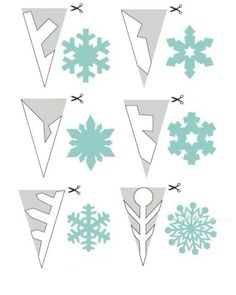 paper snowflakes are cut out and placed on top of each other