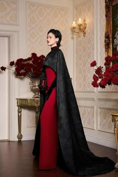 Antonella Sheath Cape Sleeved Silk Floor Length Dress | MEAN BLVD Elegant Cape Dress For Banquet, Fitted Cape Evening Dress For Banquet, Formal Cape Evening Dress Fitted, Fitted Cape Evening Dress For Gala, Fitted Cape Gown For Evening, Formal Fitted Cape Evening Dress, Black Evening Dress With Cape Sleeves, Fitted Evening Gown With Cape, Red Cape Dress For Party