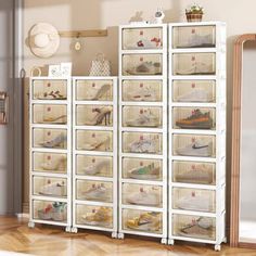 a white cabinet filled with lots of drawers