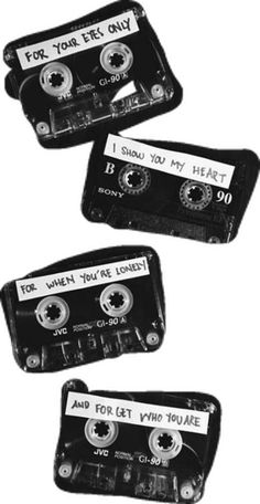 three black and white tapes with the words for your eyes only written on each one