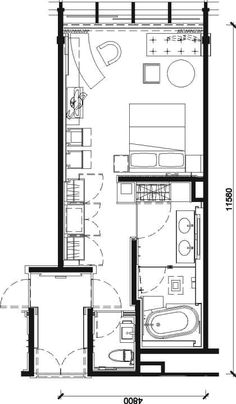 the floor plan for a two bedroom apartment with an attached bathroom and living room area