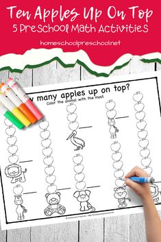 an apple themed worksheet with the words ten apples up on top