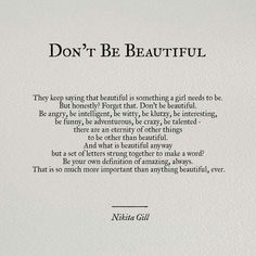 an open book with the words don't be beautiful on it