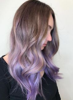 Brown Hair With Pastel Purple Balayage Lavender Hair Ombre, Purple Hair Color Ombre, Lavender Ombre, Pastel Purple Hair, Purple Balayage, For Short Hair Hairstyles, Bleaching Your Hair