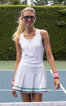 Women's White Pleated Tennis Skort White Tennis Dress With Built-in Shorts For Sports, White Tennis Activewear With Built-in Shorts, White Tennis Dress With Built-in Shorts, White Tennis Dress With Built-in Shorts For Workout, White Tennis Dress With Built-in Shorts For Summer, White Athleisure Tennis Dress With Built-in Shorts, Casual White Tennis Dress With Built-in Shorts, White Tops For Tennis In Summer, White Tennis Tops For Summer