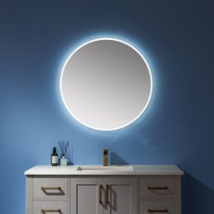 Vinnova Century Modern & Contemporary Frameless Lighted Round Bathroom Mirror Round Bathroom Mirror, Modern Bathroom Mirrors, Round Bathroom, Led Bathroom Mirror, Free Mirror, Circular Mirror, Acrylic Led, Dressing Area, Led Bathroom