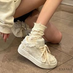 Lasaky - Couples Round-toe Flat Sneakers: Casual White Sports Shoes for Leisure Balletcore Sneakers, Coquette Sneakers, Patchwork Sneakers, Bow Sewing, Star Patchwork, Couple Sneakers, Sporty Casual, Mesh Shoes, Breathable Shoes