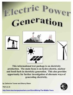 an advertisement for the electric power generation with images of windmills, wind turbines and other things