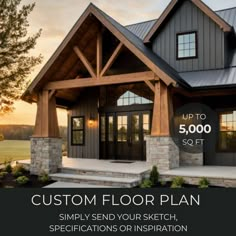 a house with the words custom floor plan on it