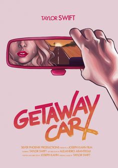 a movie poster for the film getaway car with a woman's hand taking a selfie