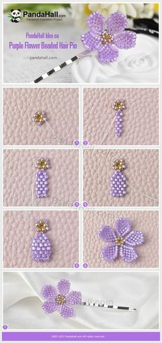 the instructions for how to make beaded flower hair pins