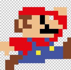 an old - school video game character with a red hat and blue shirt