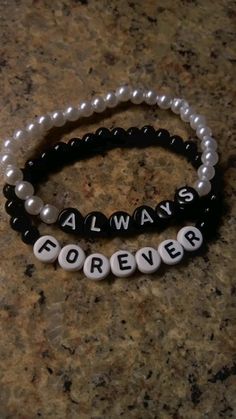 Homemade Bead Bracelet Ideas, Always And Forever Bracelets, Af1 Bracelet, Bracelets For Your Crush, Why Wont You Adopt Me Because Your Black Bracelet, Matching Bff Bracelets Diy, Beaded Bff Bracelets, Bracelet Ideas For 3 Friends, Bracelet Ideas Bf And Gf