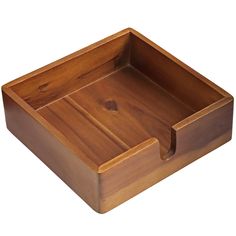 a wooden box with two compartments on the bottom and one in the middle that is open