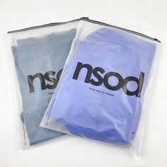 two bags with the word nsod printed on them are sitting next to each other