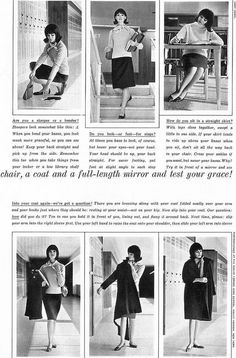 an old fashion ad for women's clothing from the 1950's, showing different styles