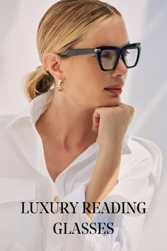 Looking for stylish reading glasses? See clearly in style with the Heather Readers. These designer reading glasses come in multiple colors and are perfect for the modern woman who strives for an elevated style. Reading glasses don't have to be boring. These trendy and cute reading glasses are going to be your new favorite accessory. Check out Féroce Eyewear for your new favorite brand of stylish reading glasses for all face shapes. Luxury Eyewear, Luxury Sunglasses