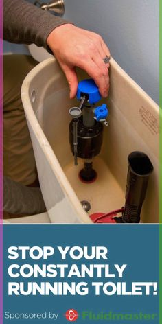 a person using a plunger to clean a sink with the words stop your constantly running toilet