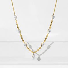 Ross-Simons - .50ct t. w. Diamond Kite-Shaped Station Necklace in 14kt Yellow Gold. 20". If you're getting ready for a night out on the town, this is the necklace you'll reach for. Sparkling .50 ct. t. w. round brilliant-cut diamonds decorate kite-shaped stations, alternating with marquise-shaped links of 14kt yellow gold. Wheat chain. Lobster clasp, diamond kite-shaped station necklace. Diamond birthstones are the perfect gift for April birthdays. Yellow Gold Diamond Necklace, Princess Cut Necklace, Closed Setting Diamond Necklace, Yellow Diamond Necklace, Mini Jewelry, Horseshoe Necklace, Diamond Birthstone, Gold Diamond Necklace, Necklace Diamond