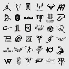 many different logos are shown in black and white