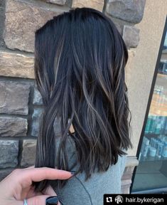 Balayage To Dark Brown, Dark Hair With Subtle Balayage, Dark Hair Color Ideas Shoulder Length, Dark Ash Brunette Hair, Black Hair Cool Tone Balayage, Dark Brunette Hair With Cool Toned Highlights, Dark Hair Color Ideas For Winter Money Piece, Ashy Face Framing Highlights, Dark Spring Hair Color