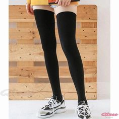 Qteee - Premium Quality Knee-High Socks - JK Stockings in Solid Color Black Knee-high Socks For Streetwear, Casual Black Knee-high Socks For Streetwear, Trendy Thigh High Black Socks, Casual Black Knee-high Socks, Casual Black Knee-high Socks For School, Casual Socks, One Size, Casual Solid Color Socks One Size, Casual One-size Socks, Black Knee-high Socks For School