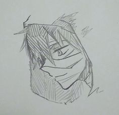 a drawing of an anime character with his eyes closed and nose covered by a sheet of paper