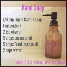 Homemade Hand Soap, Diy Essentials, Young Living Oils, Diy Essential Oils, Oil Uses, Essential Oil Uses