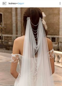 the back of a woman wearing a wedding veil