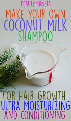 Diy Coconut Milk, Shampoo Homemade, Shampoo For Hair Growth, Coconut Milk Shampoo, Diy Coconut, Diy Dry Shampoo