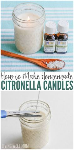 how to make homemade citronella candles with essential oils and cotton swabs