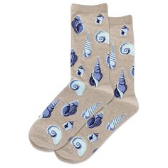 Shells Women's Crew Sock If you want to hear the distant voice of the ocean, put your ear to the lips of a seashell. Cheers to shell-abrations in our Shells Women's Crew Socks. Perfect for the beach lover! Style: CrewSize: Sock size 9-11 will fit a women's shoe size 4-10.5Sock Maker: HotSox (Mount Airy, North Carolina)Materials: 54% Cotton, 25% Polyester, 19% Nylon, 2% SpandexCountry of Origin: Imported Mount Airy North Carolina, Lover Style, Beach Socks, Socks Aesthetic, Silly Socks, Mount Airy, Summer Sock, Funky Socks, Women Crew Socks