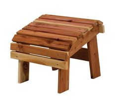 a small wooden stool sitting on top of a white background