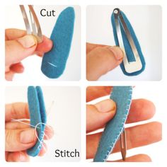 instructions for how to sew a pair of scissors with felt and metal tips,