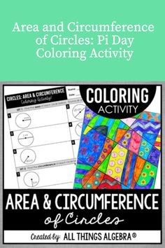 an area and circumference coloring activity for children to practice their art skills