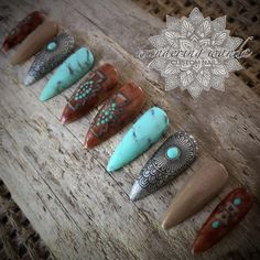 Boho Western Nails, Aztec Nail Designs, Western Nail Art, Indian Nails, Aztec Nails, American Nails