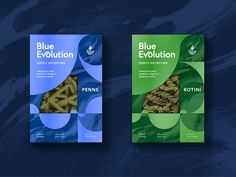 two brochures with blue evolution and green artisans on the front cover