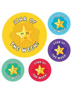 four star of the week stickers in different colors