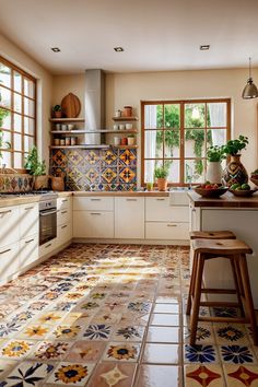 a kitchen filled with lots of counter top space next to a stove top oven and sink