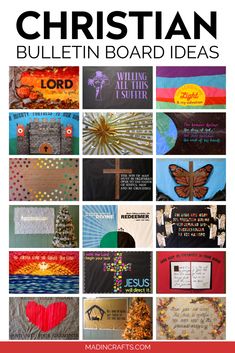 collage of christian bulletin boards with text overlaying the top and bottom part