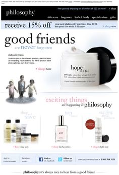 an advertisement for a cosmetics store with the words, good friends and other things on it