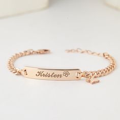 "Personalized this adorable baby bracelet with your kid's name on the bar and a cute charm of your choice, making a great gift idea for special occasions such as the first birthday, baptism and many more! ► PERSONALIZED KID NAME BRACELET WITH CHARM * Pendant measures approx: 1 17/64 x 1/4 inch * By default, silver items comes with BLACK engraving and gold-plated item comes with CLEAR engraving. * Age group bracelet size recommendation: Newborn to 6 months - XXS: bracelet's circumference (include Baby Boy Bracelet, Kids Name Bracelet, Engraved Bar Bracelet, Personalised Baby Bracelet, Boy Bracelet, Bracelet With Name, Toddler Jewelry, Boys Bracelets, Toddler Bracelet