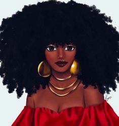 Gold Art Print, Natural Hair Art, Big Hoop Earrings, Afro Girl, Black Artwork, Black Love Art, Black Art Pictures, Dope Art, Afro Art