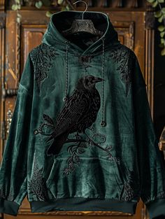 Crow Halloween, Halloween Hoodie, Halloween Prints, Halloween Dress, Graphic Hoodies, Hoodie Print, Aesthetic Clothes, Dress Collection, Cool Outfits