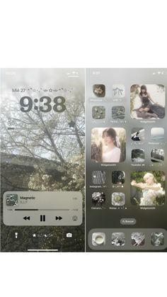 an iphone screen with the image of a woman and trees in the background, taken from behind