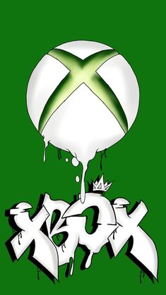 an image of graffiti on a green background with the word xox in white letters